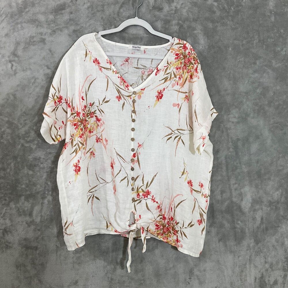 Helga May Tunic Top  Women’s 2XL Linen Minimalist Beach Coastal Boxy